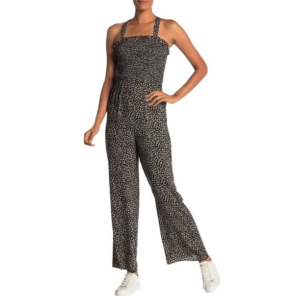 CHANCE Floral Printed Smocked Jumpsuit - Medium - NWT - Picture 1 of 2